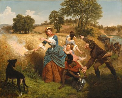 Mrs. Schuyler Burning Her Wheat Fields on the Approach of the British by Emanuel Gottlieb Leutze